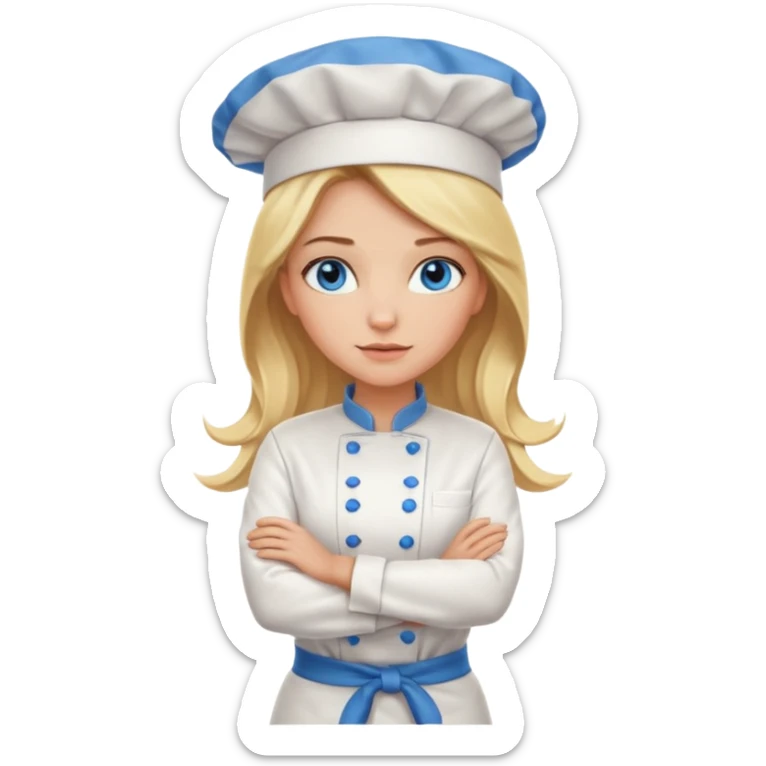 Full body 
Sexy Long Blonde hair blue eyed female chef arms folded sticker