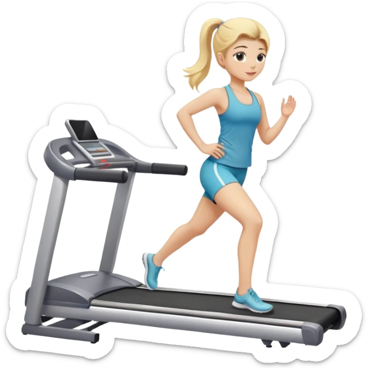 girl with blonde hair on treadmill yoga set  sticker