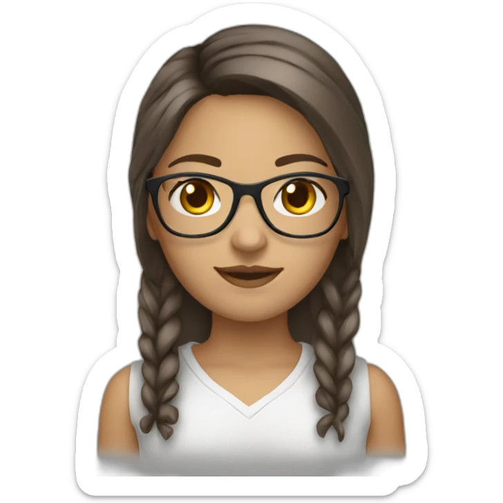Girl-with-brown-hair-brown-eyes-light-skin and clear glasses sticker