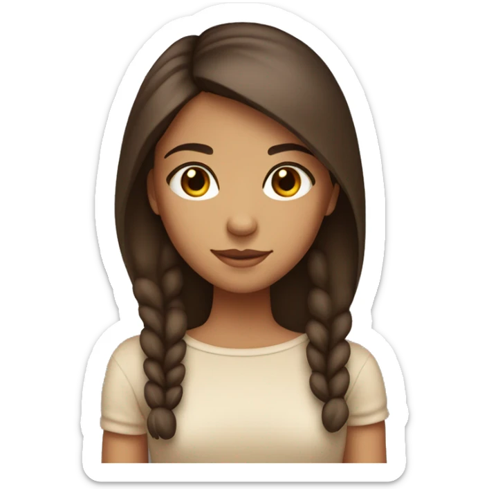 Cozy brunette girl with brown eyes and tan skin with straight hair sticker