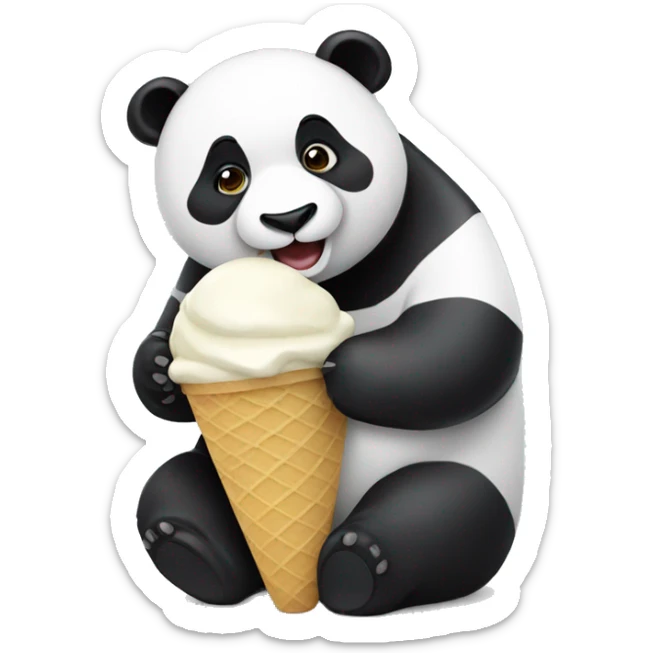 Panda eating ice cream sticker