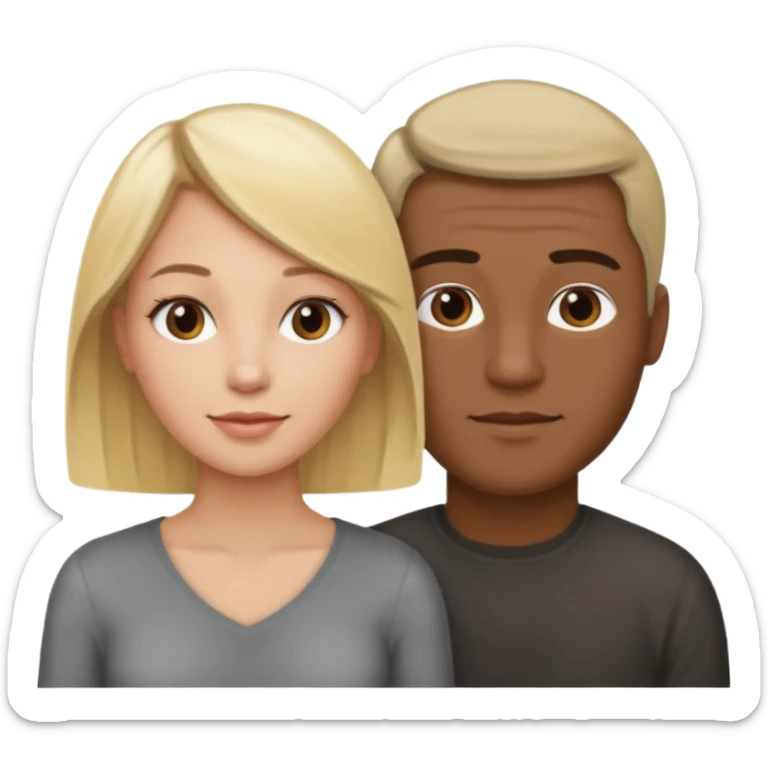 One woman medium length blond highlights hair
One man medium dark skin no hair sticker