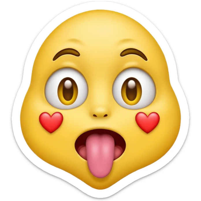 The yellow face emoji with hearted eyes and sticking out the tongue that looks like its drooling sticker