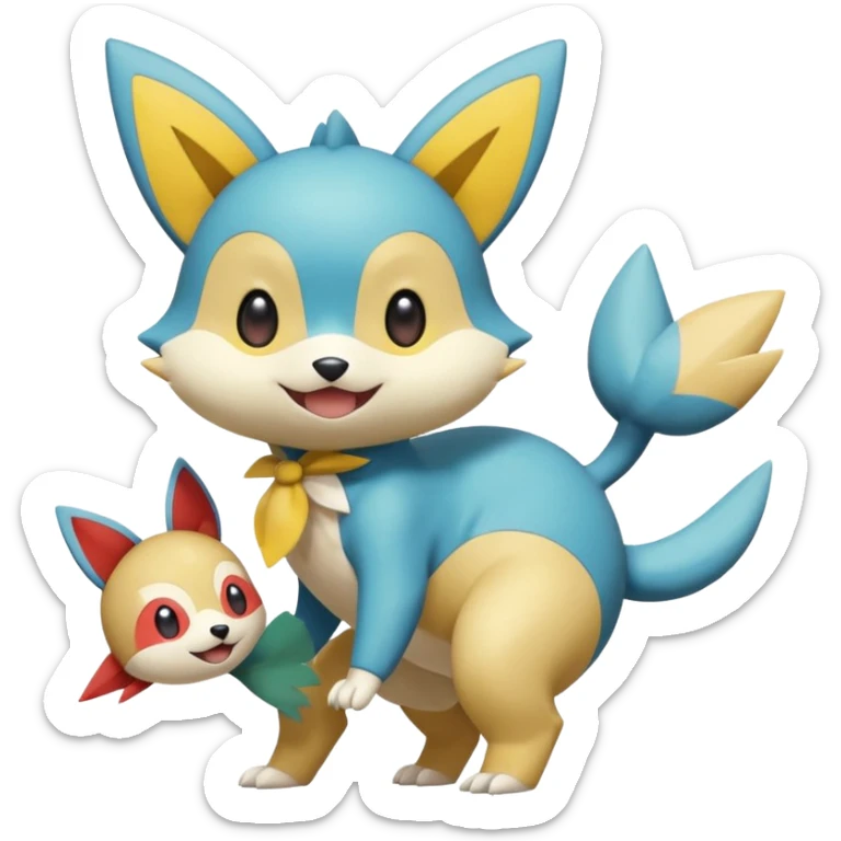 Victini-Pichu-Oshawott-Sneasel-Fakémon-hybrid-creature (full body)  sticker