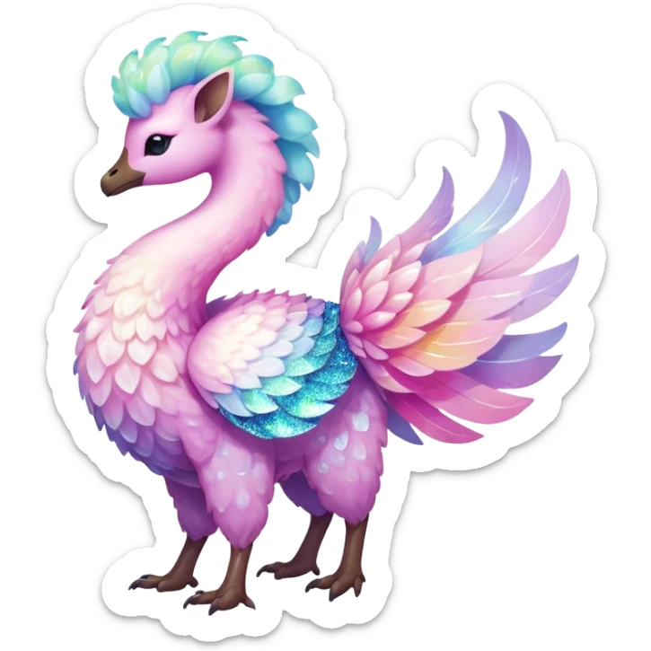 Shiny Exotic Colorful Ethereal Sparkly Flaaffy-Amaura-Aurorus-Fakémon-hybrid-creature (full body)  sticker