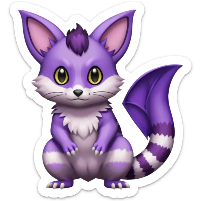 Shiny Furret-Purrloin-Noibat-Hybrid (Full body) sticker