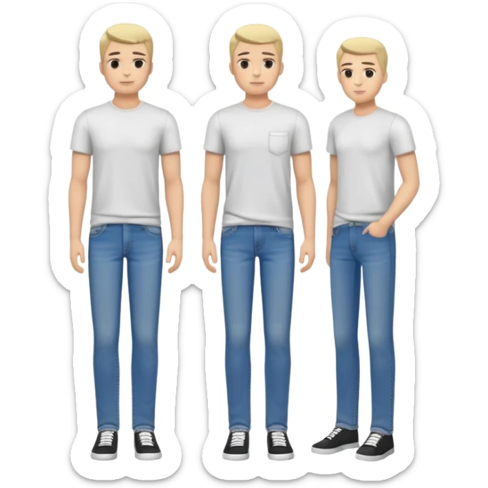 full body lean male figure standing, wearing casual clothes, t-shirt and jeans, average build, not muscular sticker