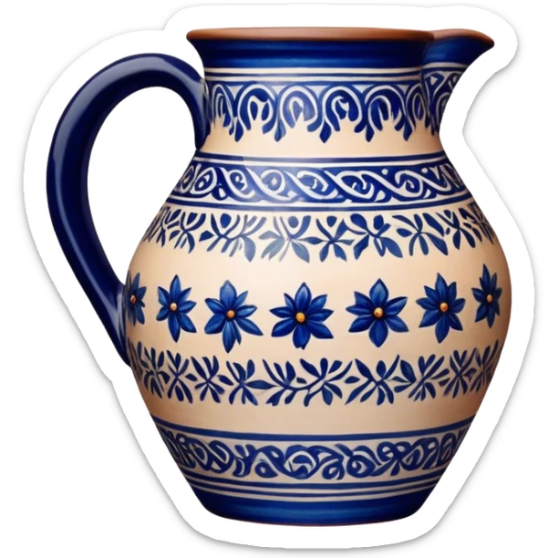 Cinematic Realistic image of a piece of Bolesławiec pottery, rendered with intricate, hand-painted designs and detailed textures, set against a softly illuminated backdrop that highlights its artisanal beauty sticker