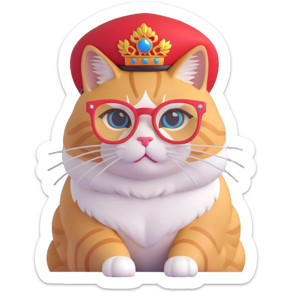 A cat wearing glasses and a traditional Russian kokoshnik, colorful and playful. sticker