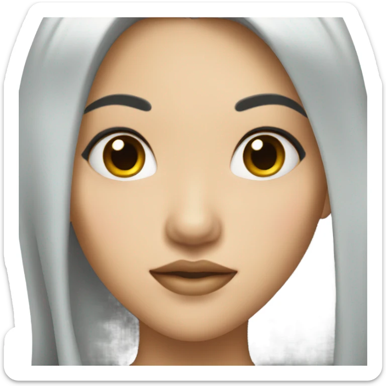 asian girl with long black hair and with piercings on brow and lips  sticker
