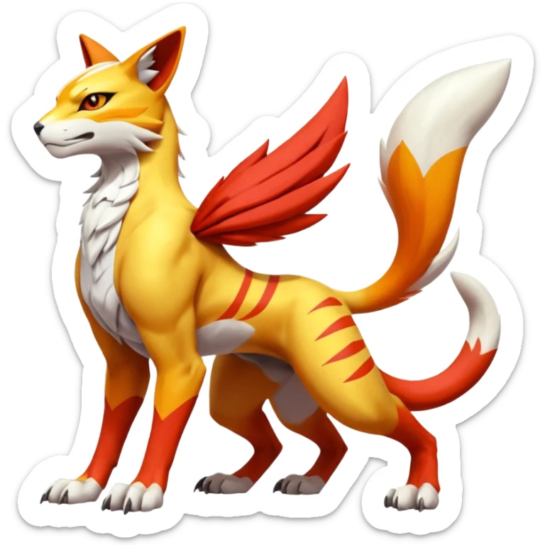 Latias-Koraidon-Renamon-Zeraora-Bastet-Fakémon-fusion-creature, full body sticker