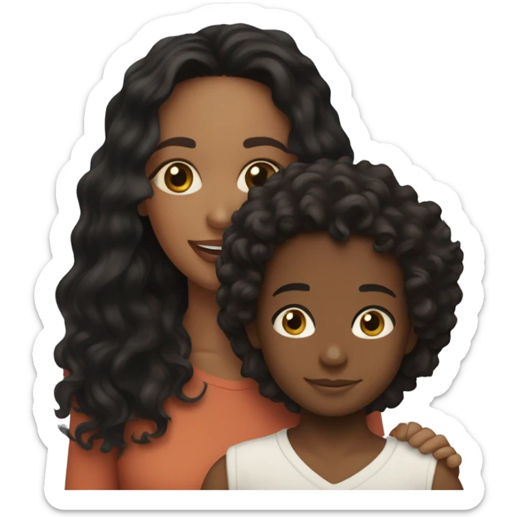 me with my 4-year-old son. I’m a Colombian woman with long wavy black hair and hazel eyes. My son, mixed French, Congolese, and Colombian, has slightly darker skin, curly hair on top, short sides, and black eyes.” sticker