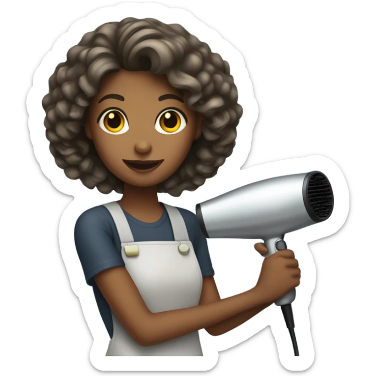 girl hairdresser with hairdryer sticker