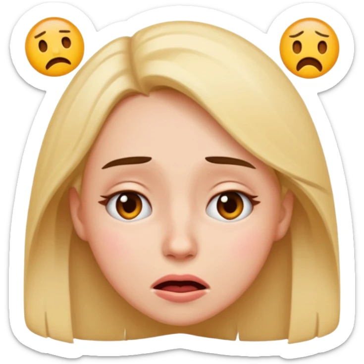 Very exhausted and confused lady emoji but with some humour about it emoji sticker