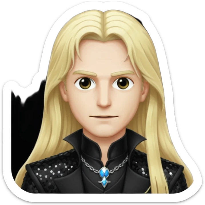 Count Alucard with long blonde hair and black sequin outfit sticker