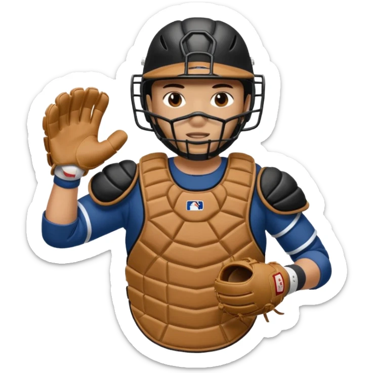 Baseball catcher, with glove up and in the foreground, ready to catch the ball sticker