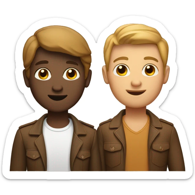 A gay couple one younger one older. The younger one has a caramel turkish skintone. The other is a little whiter italian. sticker