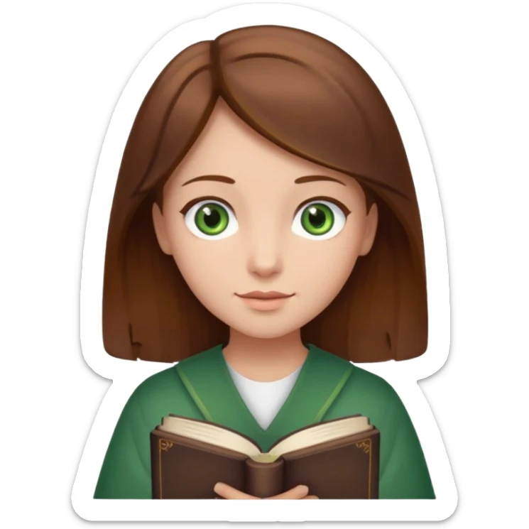 Girl with brown hair and green eyes holding Bible  sticker