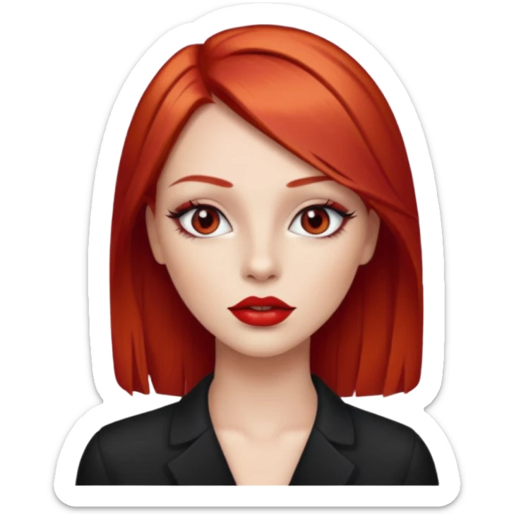 una chica con los labios y los ojos maquillados, de piel blanca con el pelo liso y largo y pelirrojo sticker