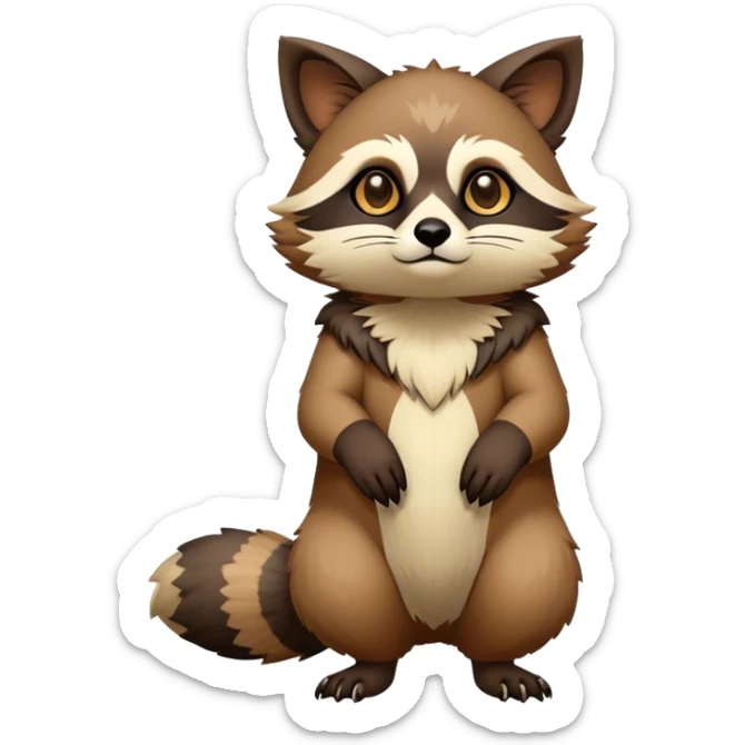 Modern Realistic Rare Fantasy Feline-Vernid-Tanuki-Trico-species by LiLaiRa full body sticker