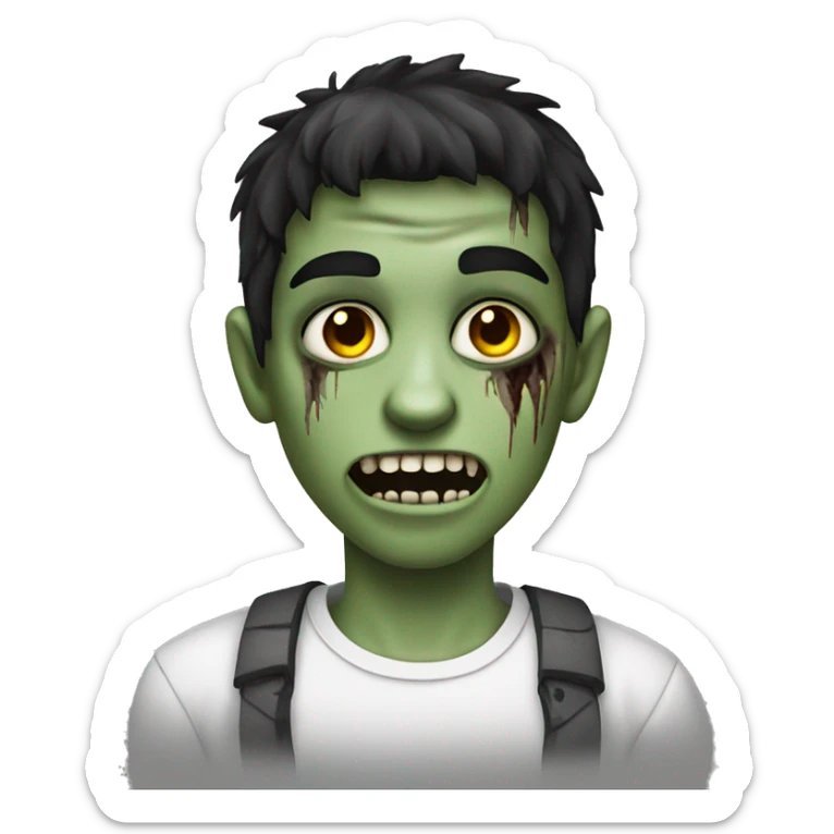 teen boy zombie with dark hair and white shirt sticker