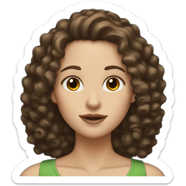 white woman with dark brown curly hair sticker