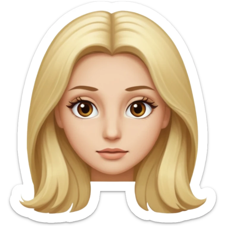 Blonde woman with long hair Light brown eyes, huge eyelashes and white skin sticker