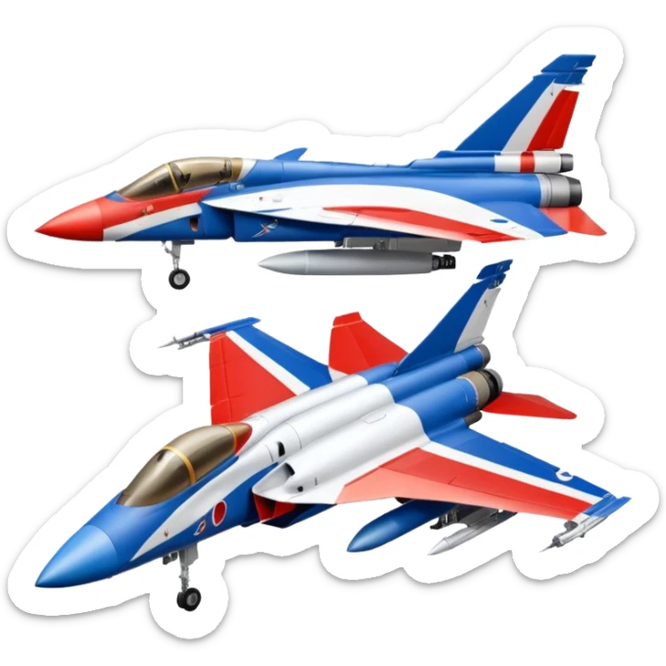 the french flag filling the entire background, and on front the mirage fighter jet sticker