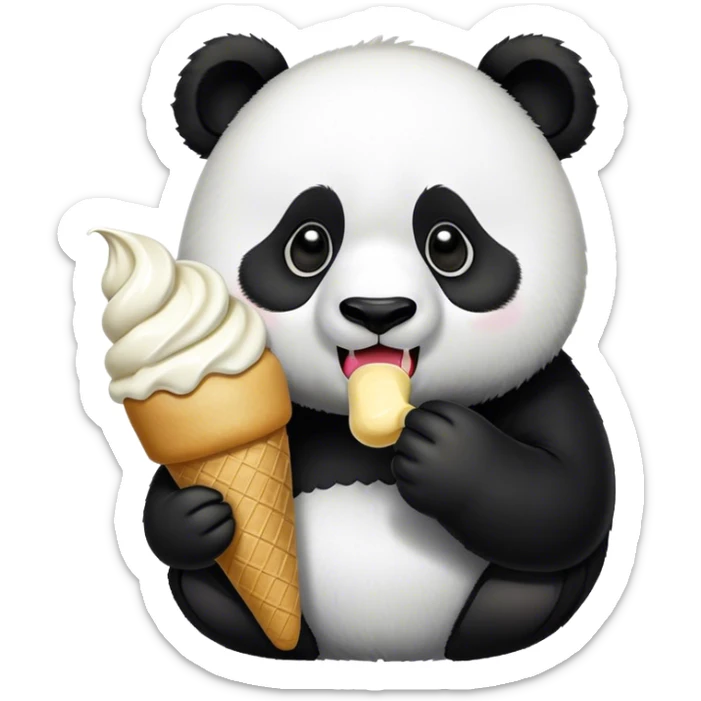 Panda eating ice cream sticker