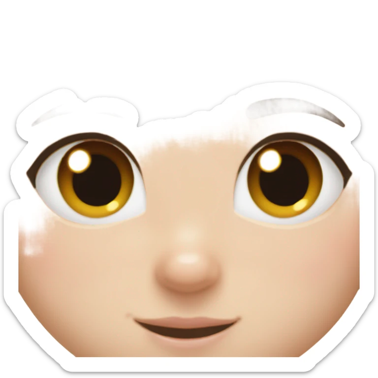 white girl with hazel eyes and freckles and short brown hair and baby hairs and cute cat with gray stripes sticker