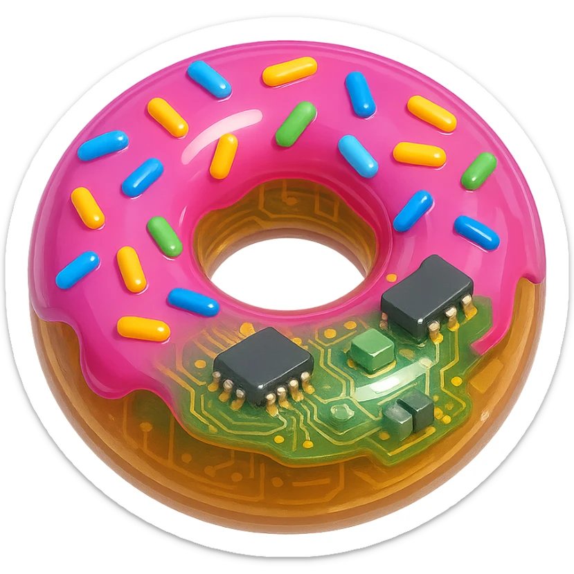 3D icon of a donut with sprinkles, fun and vibrant sticker