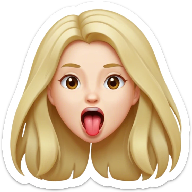 Girl with long hair with mouth open and tongue out sticker