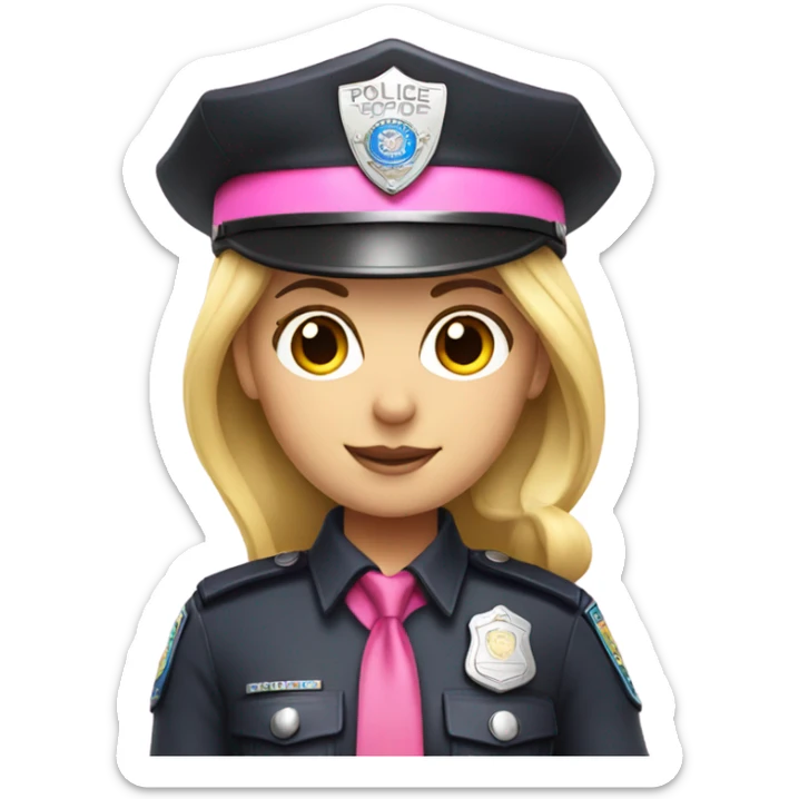 Blonde female in pink rainbow police outfit sticker