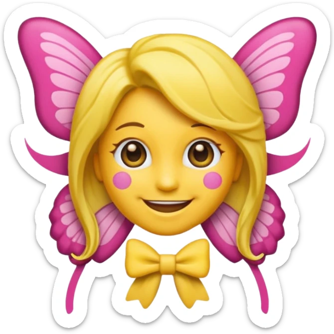 Emoji qui sourire qui fais un doigt d’honneur et un noeud dans les cheveux sticker