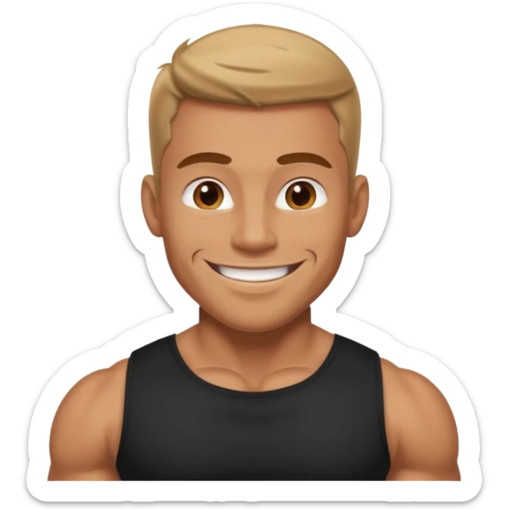 muscular man in black shirt being taken from behind emoji sticker