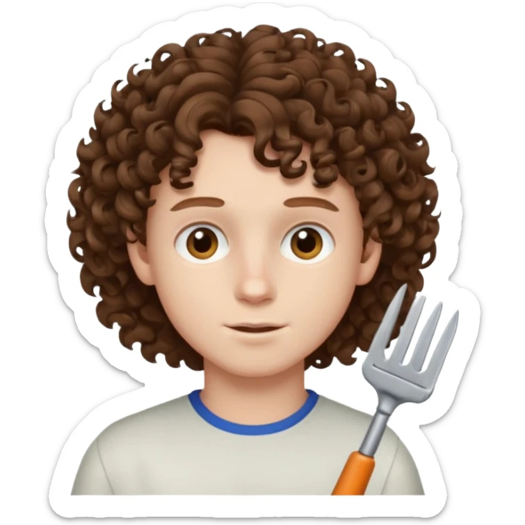 boy,  brown hair, curly hair, brown eyes, pale skin, , hair edger  sticker
