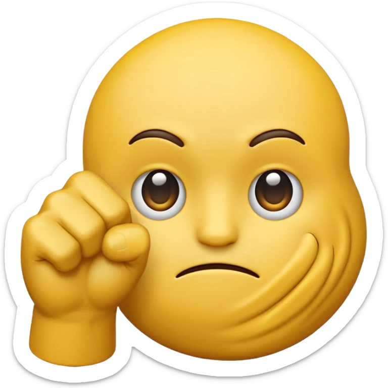 make just the simple yellow emoji with a fist infront of him and a strait face sticker