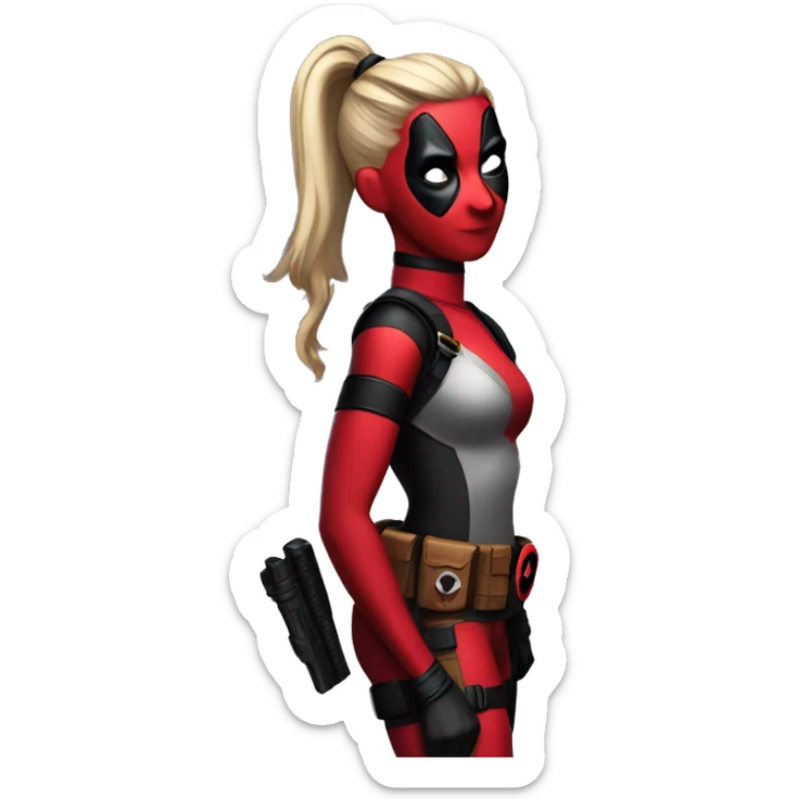 Deadpool character but she is a girl with high pony tail on top of her head sticker