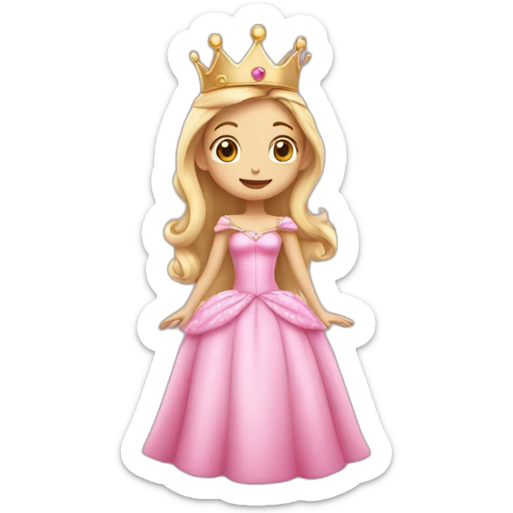 pink princess with crown and princess dress sending a kiss sticker
