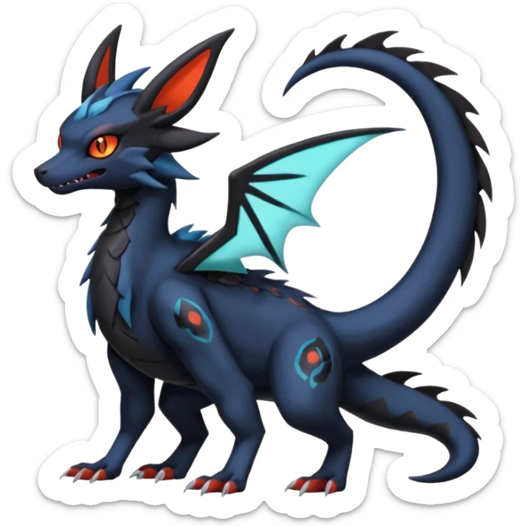 Spooky Nargacuga-Salandit-Umbreon-Noibat-Noivern-Silvally-Pokémon-Fakémon-fusion (full body) sticker