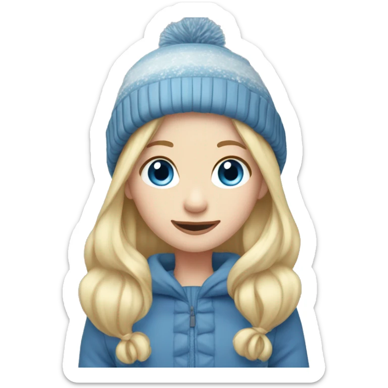 winter, christmas, long blonde hair, girl, blue eyes, child, full body sticker