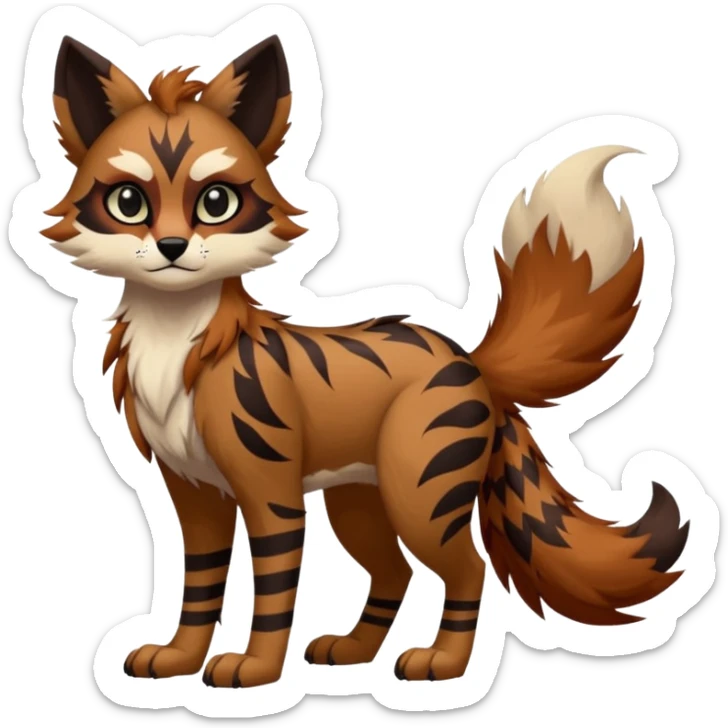 edgy badass cool Falvie-Fionbri-creature-fursona, full body, with random markings sticker