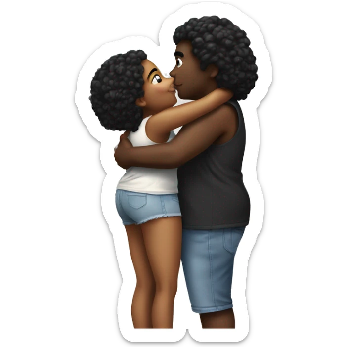 black fat boy kiss beautiful skinny black girl sticker
