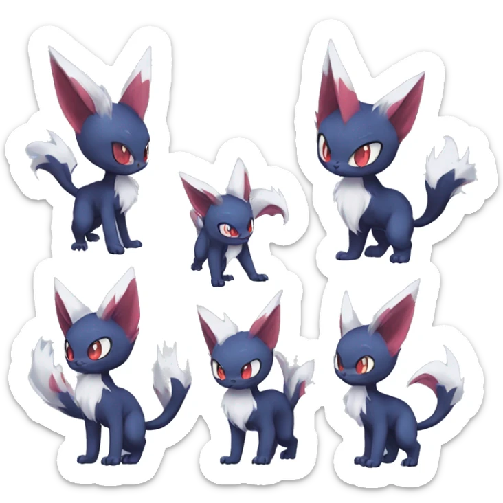 Edgy Cool Chibi Sneasel-Quilava-Absol-Pokémon-Fakémon-fusion-cat Full Body sticker