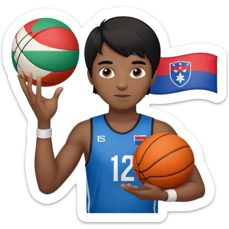 light black skin guy black hair in one hand basketball ball and in other Slovenia flag no this.. 🇸🇮  sticker