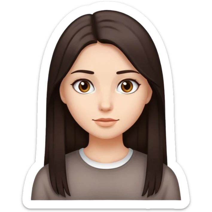 Girl with dark brown hair long straight  sticker