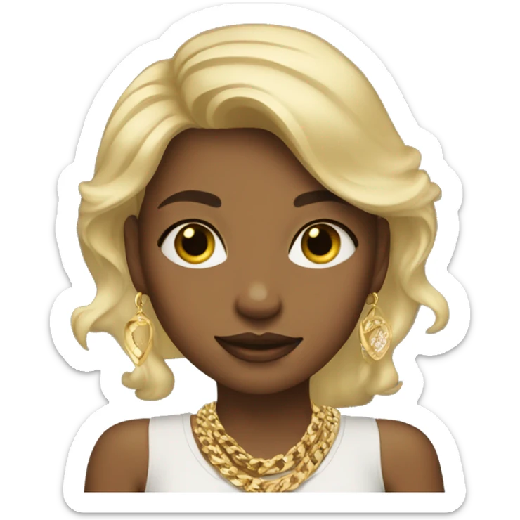 Girl with blonde hair wearing gold jewellery sticker
