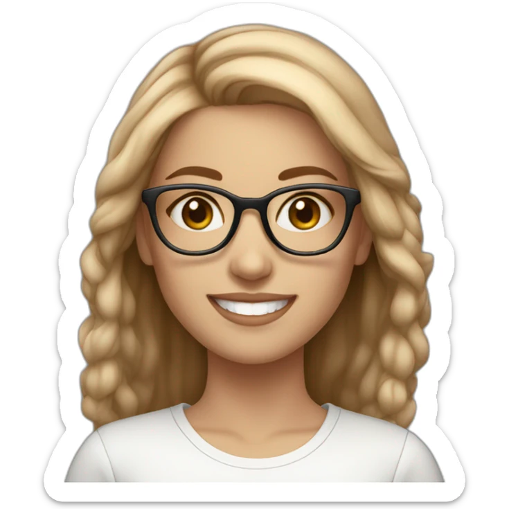 beautiful-fashion-white-girl with light brown hair with glasses smiling sticker