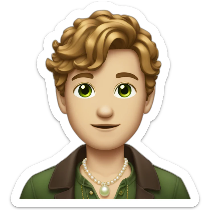 Posh-boy-with-pearl-necklace-and-green-eyes-and-brown-hair sticker