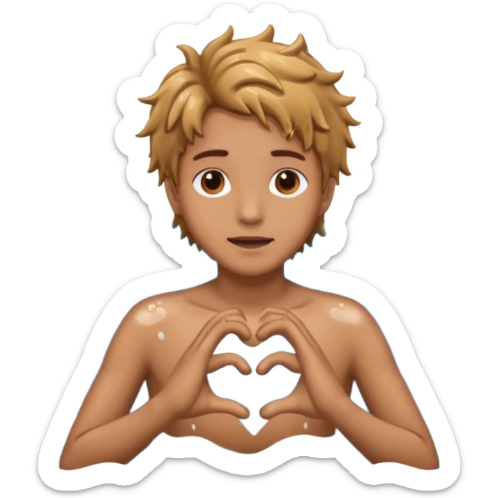 Persong drowning in the ocean and creting a heart with his hands sticker